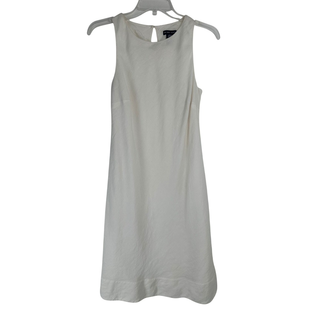 New York & Company Ivory Linen Blend Sleeveless Shift Dress Size 2 White